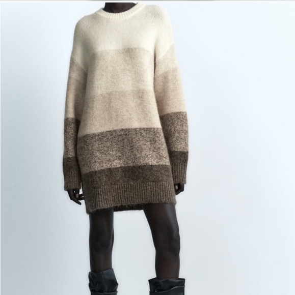 Zara Oversized Long Sweater Tunic Cream Size XS - Picture 9 of 14